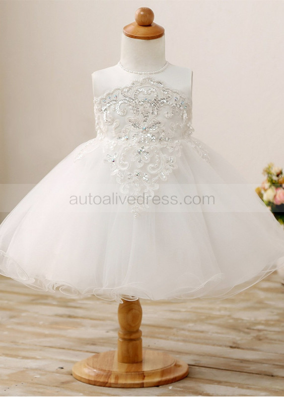 Beaded Ivory Lace Tulle Flower Girl Dress Special Occasion Dress Beaded Ivory Lace Tulle Flower Girl Dress Special Occasion Dress